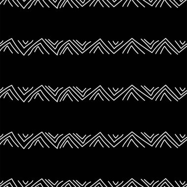 Vektör. Soyut, tek renkli, etnik, pürüzsüz desen. Sanatsal arka plan el, açı ayraçlarının basit şekillerini, kontrol işaretlerini çizdi. Mozaik soyut arka plan. Tekrar eden geometrik doku. Ayrıştırıcılar.