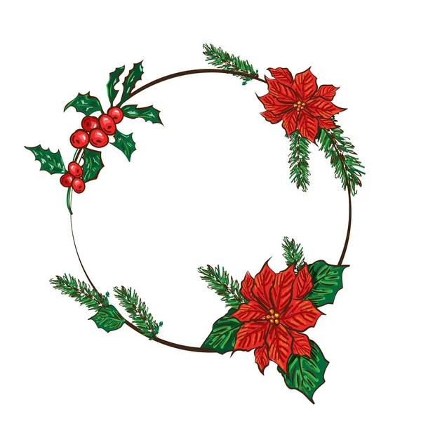 Βέκτορ Floral Φόντο Αντίγραφο Χώρο Για Κείμενο Καλά Χριστούγεννα Και — Διανυσματικό Αρχείο