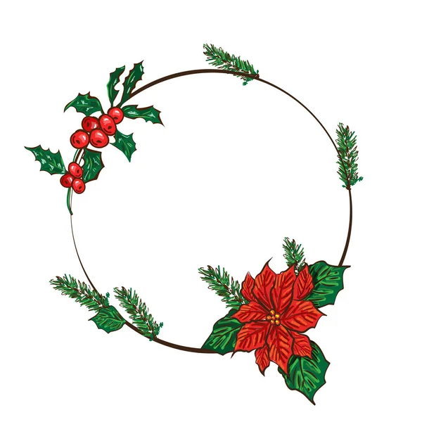 Vektor Floraler Hintergrund Mit Kopierraum Für Text Frohe Weihnachten Und — Stockvektor
