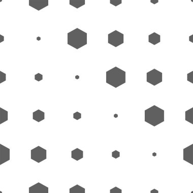 Vektör çizimi. Altıgen dokusu. Gri, siyah ve beyaz geometrik kusursuz desen. Mozaik soyut arka plan. Altıgen tekrarlayan geometrik çokgen dokusu.