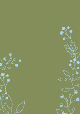 Vektör. Mutlu Noeller ve mutlu yeni yıl çiçekleri, metin için fotokopi alanı. Noel kartları için kırsal çerçeve şablonu, düğün davetiyeleri, parti davetiyeleri. Elle çizilmiş çizim.