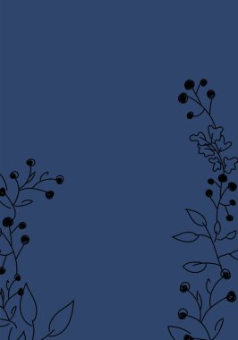 Vektör. Mutlu Noeller ve mutlu yeni yıl çiçekleri, metin için fotokopi alanı. Noel kartları için kırsal çerçeve şablonu, düğün davetiyeleri, parti davetiyeleri. Elle çizilmiş çizim.