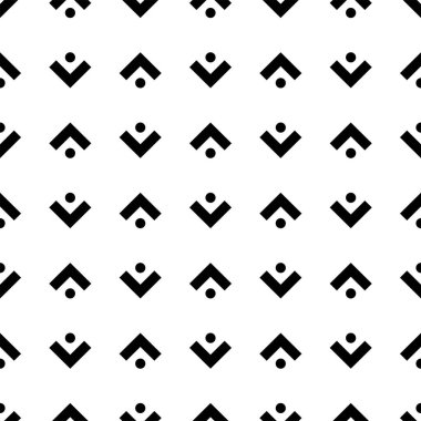 Vector. Grey, black and white abstract geometric seamless pattern. Background of angle brackets, dots. Packaging paper design, textile printing, web design, cover, advertising and printing products.