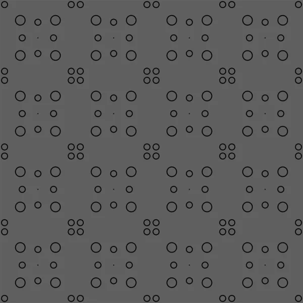 ベクトルイラスト 幾何学的なシームレスなパターン 行のソリッドドットと線型円は 菱形を形成します 白の背景が見られます 単色の抽象的なパターン — ストックベクタ