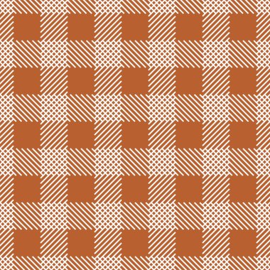 Vektör. Kafesteki desen. Tartan battaniyesi. Bej, turkuaz ve turuncu ekoseli İskoç deseni. Masa örtüsü, elbise, etek, peçete veya diğer tekstil, Paskalya tasarımı için geleneksel seçmeli arkaplan.