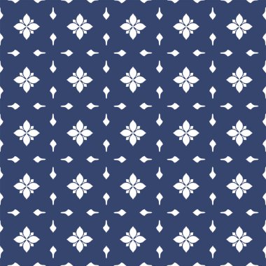 Vektör. Yama işi tarzında kusursuz Akdeniz geometrik deseni. Talavera şablonu. Portekiz Azulejo 'su. Türk dekorasyonu. Fas mozaiği. İspanyol porseleni. Seramik yemekler, halk süsleri..