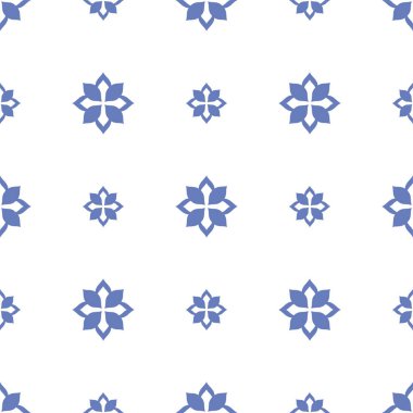 Vektör. Yama işi tarzında kusursuz Akdeniz geometrik deseni. Talavera şablonu. Portekiz Azulejo 'su. Türk dekorasyonu. Fas mozaiği. İspanyol porseleni. Seramik yemekler, halk süsleri..