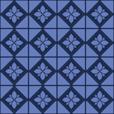 Vektör. Kusursuz Akdeniz geometrik deseni, süs eşyası örnekleri. Talavera şablonu. Portekiz Azulejo 'su. Türk dekorasyonu. Fas mozaiği. İspanyol porseleni. Seramik yemekler, halk süsleri..