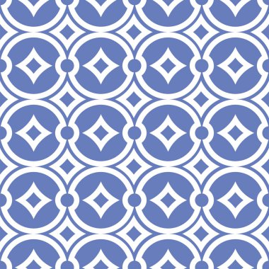 Vektör. Kusursuz Akdeniz geometrik deseni, süs eşyası örnekleri. Talavera şablonu. Portekiz Azulejo 'su. Türk dekorasyonu. Fas mozaiği. İspanyol porseleni. Seramik yemekler, halk süsleri..