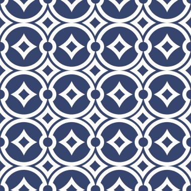 Vektör. Kusursuz Akdeniz geometrik deseni, süs eşyası örnekleri. Talavera şablonu. Portekiz Azulejo 'su. Türk dekorasyonu. Fas mozaiği. İspanyol porseleni. Seramik yemekler, halk süsleri..