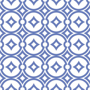 Vektör. Kusursuz Akdeniz geometrik deseni, süs eşyası örnekleri. Talavera şablonu. Portekiz Azulejo 'su. Türk dekorasyonu. Fas mozaiği. İspanyol porseleni. Seramik yemekler, halk süsleri..