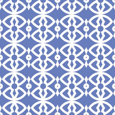 Vektör. Kusursuz Akdeniz geometrik deseni, süs eşyası örnekleri. Talavera şablonu. Portekiz Azulejo 'su. Türk dekorasyonu. Fas mozaiği. İspanyol porseleni. Seramik yemekler, halk süsleri..