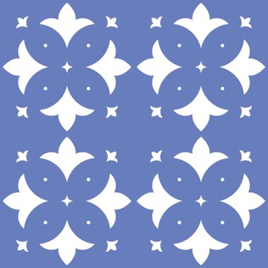 Vektör. Kusursuz Akdeniz geometrik deseni, süs eşyası örnekleri. Talavera şablonu. Portekiz Azulejo 'su. Türk dekorasyonu. Fas mozaiği. İspanyol porseleni. Seramik yemekler, halk süsleri..
