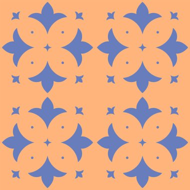 Vektör. Kusursuz Akdeniz geometrik deseni, süs eşyası örnekleri. Talavera şablonu. Portekiz Azulejo 'su. Türk dekorasyonu. Fas mozaiği. İspanyol porseleni. Seramik yemekler, halk süsleri..