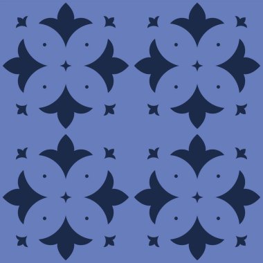 Vektör. Kusursuz Akdeniz geometrik deseni, süs eşyası örnekleri. Talavera şablonu. Portekiz Azulejo 'su. Türk dekorasyonu. Fas mozaiği. İspanyol porseleni. Seramik yemekler, halk süsleri..