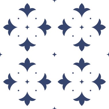 Vektör. Kusursuz Akdeniz geometrik deseni, süs eşyası örnekleri. Talavera şablonu. Portekiz Azulejo 'su. Türk dekorasyonu. Fas mozaiği. İspanyol porseleni. Seramik yemekler, halk süsleri..