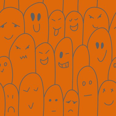 Vektör. Renkli kontrastsız desen. Korkunç kötü cadılar bayramı geçmişi. Çizgi film tarzında el çizimi hayaletler. Tekrar eden duvar kâğıdı, çizim. Hediye paketi tasarımı, hediye kağıdı. Mutlu Cadılar Bayramı.