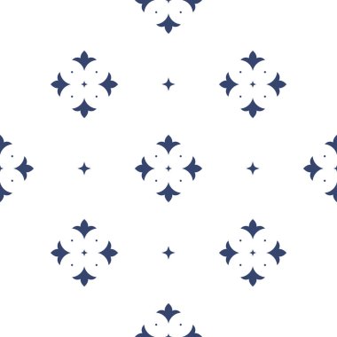 Vektör. Kusursuz Akdeniz geometrik deseni, süs eşyası örnekleri. Talavera şablonu. Portekiz Azulejo 'su. Türk dekorasyonu. Fas mozaiği. İspanyol porseleni. Seramik yemekler, halk süsleri..