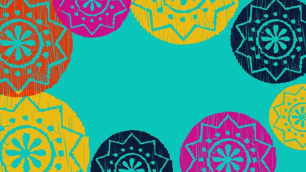 Vektör. Delinmiş renk desenleri, elle çizilmiş Papel Picado deseni. Hispanik Miras Ayı. Web afişi, poster, kapak, sıçrama için çiçek deseni, metin için kopya alanı olan sosyal ağ.  