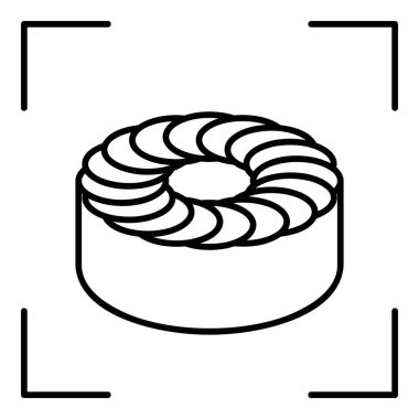 Vektör çizimi. Bir dizi kontur simgesi. Tatlıların ve tatlı yemeklerin çizgi simgeleri. Şekerleme simgesi seti, düzenlenebilir vuruş.