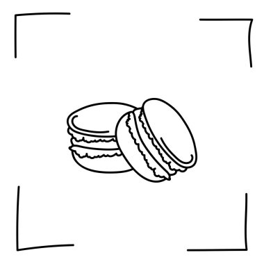 Vektör. Contour ikonları. Tatlı ve tatlı yemeklerin çizgi simgeleri. Şekerler, çikolatalar, kekler, çörekler, robot resim şeklinde dondurma. Simgeler hazır, vur. El çizimi işaretler. Tatlılar ve tatlılar karalama seti.