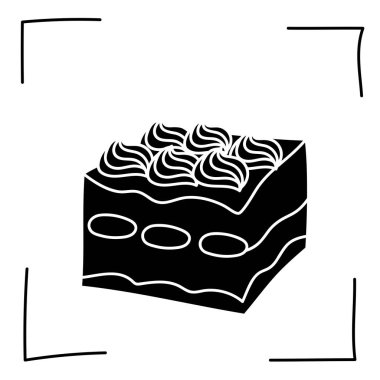 Vektör. Contour ikonları. Tatlı ve tatlı yemeklerin çizgi simgeleri. Şekerler, çikolatalar, kekler, çörekler, robot resim şeklinde dondurma. Simgeler hazır, vur. El çizimi işaretler. Tatlılar ve tatlılar karalama seti.