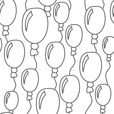 Vektör çizimi. Şenlikli, kusursuz desen. Elle çizilmiş oval balonlar. Taslak çizim. Doğum günlerinde, Sevgililer Günü 'nde, tekstil, duvar kâğıdı, ambalaj gibi davetler için desen.