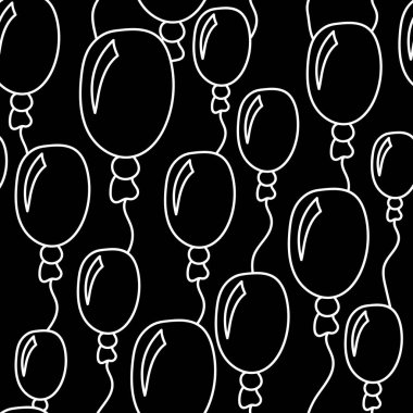 Vektör çizimi. Şenlikli, kusursuz desen. Elle çizilmiş oval balonlar. Taslak çizim. Doğum günlerinde, Sevgililer Günü 'nde, tekstil, duvar kâğıdı, ambalaj gibi davetler için desen.