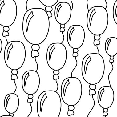 Vektör çizimi. Şenlikli, kusursuz desen. Elle çizilmiş oval balonlar. Taslak çizim. Doğum günlerinde, Sevgililer Günü 'nde, tekstil, duvar kâğıdı, ambalaj gibi davetler için desen.