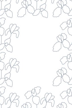 Vektör çizimi. Dikey arkaplan, metin için alanı kopyala. Elle çizilmiş çiçek izi. Kartpostal, düğün ve parti davetiyesi şablonu, el ilanı, kapak, broşür, sosyal medya postası, poster, afiş.