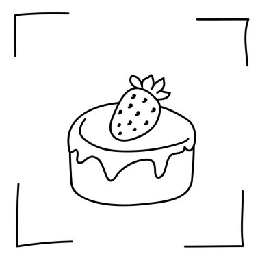  Vektör. Contour ikonları. Tatlı ve tatlı yemeklerin çizgi simgeleri. Meyveli ve fındıklı kekler, robot resim tarzında dondurma. Simgeler hazır, vur. El işaretleri. Karalama tatlıları ve tatlılar..