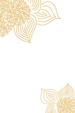 Vektör. El çizimi çiçek deseni. Dikey arkaplan, metin için alanı kopyala. Kartpostal, düğün ve parti davetiyesi için şablon, el ilanı, kapak, broşür, sosyal medya postası, dergi, poster, afiş.