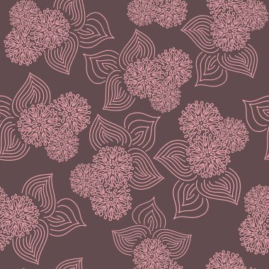 Vektör. Çiçekler ve yapraklarla el çizimi, kusursuz desen. Botanik baskılar yüzey dokuları, duvar kağıdı, desen dolguları, web sayfası arkaplanı, hediye paketi, tekstil için kullanılabilir.