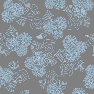 Vektör. Çiçekler ve yapraklarla el çizimi, kusursuz desen. Botanik baskılar yüzey dokuları, duvar kağıdı, desen dolguları, web sayfası arkaplanı, hediye paketi, tekstil için kullanılabilir.