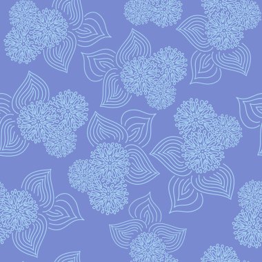 Vektör. Çiçekler ve yapraklarla el çizimi, kusursuz desen. Botanik baskılar yüzey dokuları, duvar kağıdı, desen dolguları, web sayfası arkaplanı, hediye paketi, tekstil için kullanılabilir.