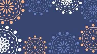 Vektör. Web afişi, poster, kapak, sıçrama ekranı, sosyal medya, metin için fotokopi alanı. Parlak desenleri delinmiş Papel Picado, çiçek deseni. Ulusal İspanyol Mirası Ayı.