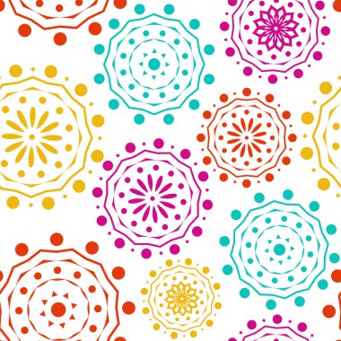 Vektör. Delinmiş geometrik desenler Papel Picado deseni. Hispanik Miras Ayı. Poster, kapak, sosyal ağ; tekstil, duvar kağıdı, ambalaj, ambalaj kağıdı için çokgen biçimsiz desen.