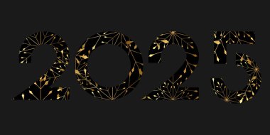 Vektör. Mutlu yıllar 2025 logo metin tasarımı. Siyah beyaz kar tanesi deseni. 2025 tipografik logolu şablonlar tasarla. Mutlu yeni yıl 2025 sembollerinin koleksiyonu. Yatay arkaplan.