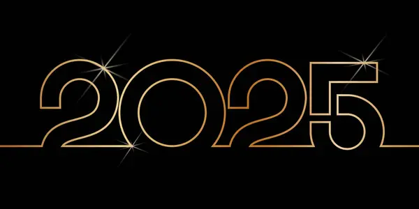 Vektör. Yeni yılın kutlu olsun. Altın parıltılı logo metin tasarımı. 2025 tipografik logolu şablonlar tasarla. 2025 mutlu yeni yıl sembolleri koleksiyonu. Markalaşma, afiş, kapak, kartpostal.