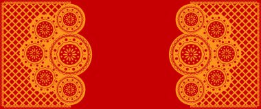   Vektör. Web afişi, poster, kapak, sıçrama ekranı, sosyal medya, metin için fotokopi alanı. Parlak desenleri delinmiş Papel Picado, çiçek deseni. Ulusal İspanyol Mirası Ayı. 