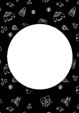 Vektör çizimi. Mutlu Noeller ve mutlu yıllar arkaplanı, mesaj için kopyalama alanı. Kartlar, düğün davetiyeleri, parti davetiyeleri için yeni yıl ve Noel sembolleri..