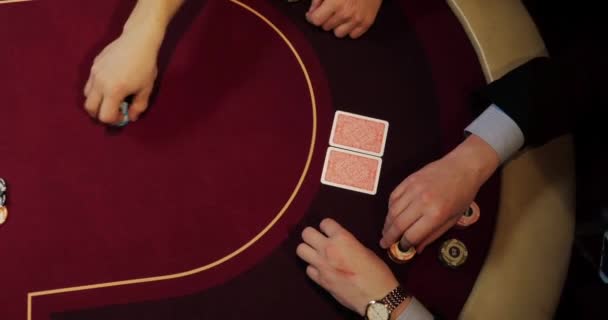 Tarjetas Fichas Mesa Casino Primer Plano — Vídeos de Stock