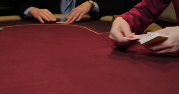 Carte Patatine Fritte Sul Tavolo Casinò Concetto Casino — Video Stock