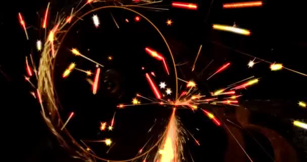 Welding Metal Structures Sparks Close — Stock Video