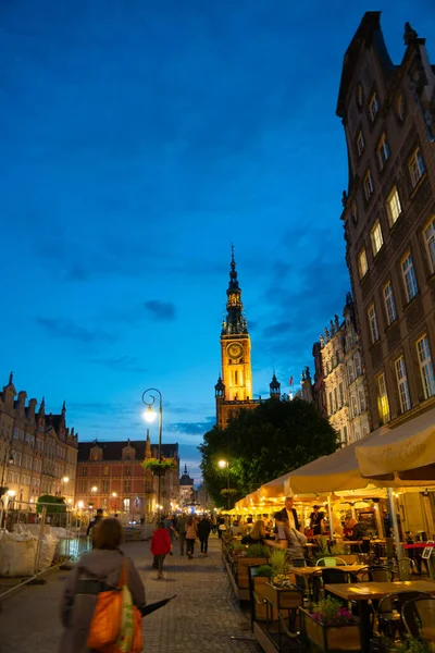 Scenic Summer Evening Panorama Architectural Evening Street Old Town Gdansk — Zdjęcie stockowe