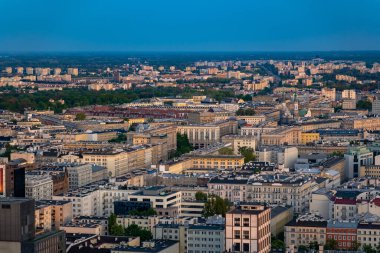 Şehir merkezinin panoramik manzarası Varşova, Polonya, 30 Haziran 2023