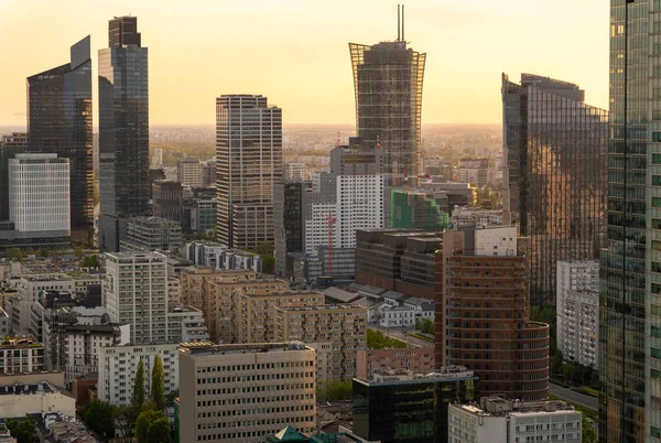 Vista Panorâmica Arranha Céus Modernos Centros Negócios Varsóvia Vista Centro — Fotografia de Stock