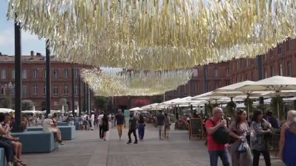 Toulouse France September 2023 People Visit Downtown Toulouse Cit Toulouse — Stock Video