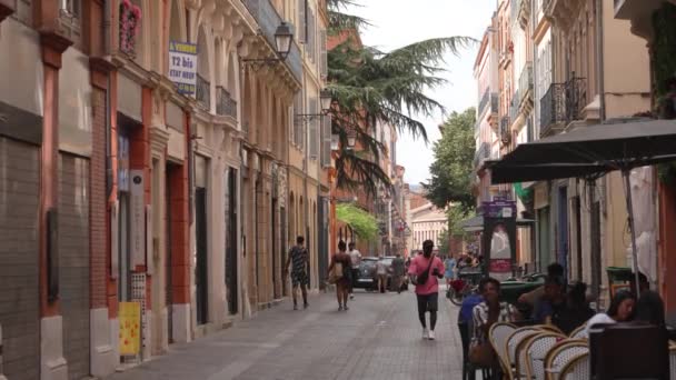 Toulouse Francja Wrzesień 2023 Ludzie Odwiedzają Centrum Tuluzy Cit Tuluza — Wideo stockowe