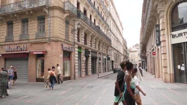 Toulouse Francja Wrzesień 2023 Ludzie Odwiedzają Centrum Tuluzy Cit Tuluza — Wideo stockowe